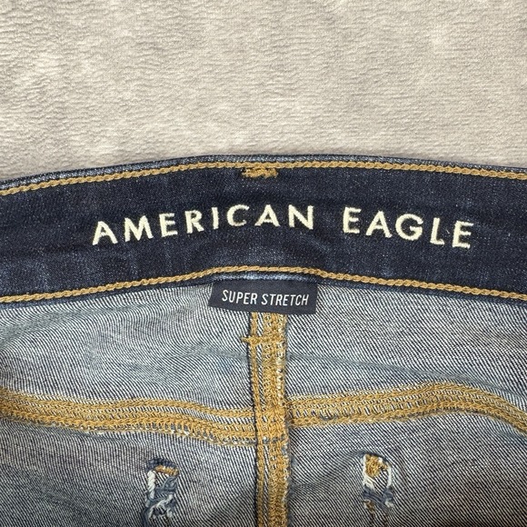 American Eagle Jeans Womens 10 Dark Blue High Rise Jegging Super Stretch - Picture 3 of 8
